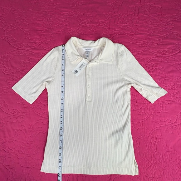 SPANX Ivory Ribbed Button-Up Top - Picture 7 of 8